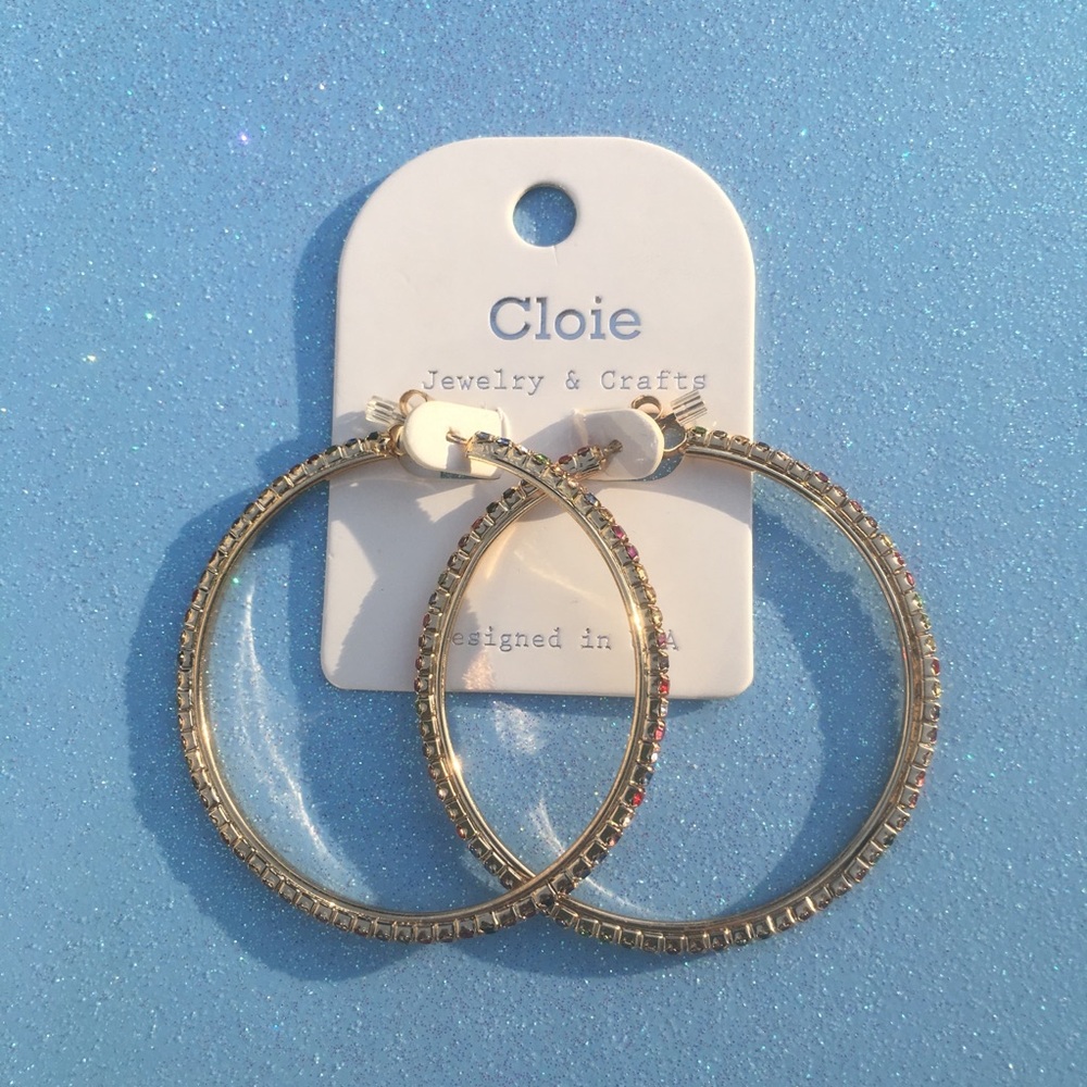 ⛔️SOLD⛔️Colorful Bejeweled Hoop Earrings